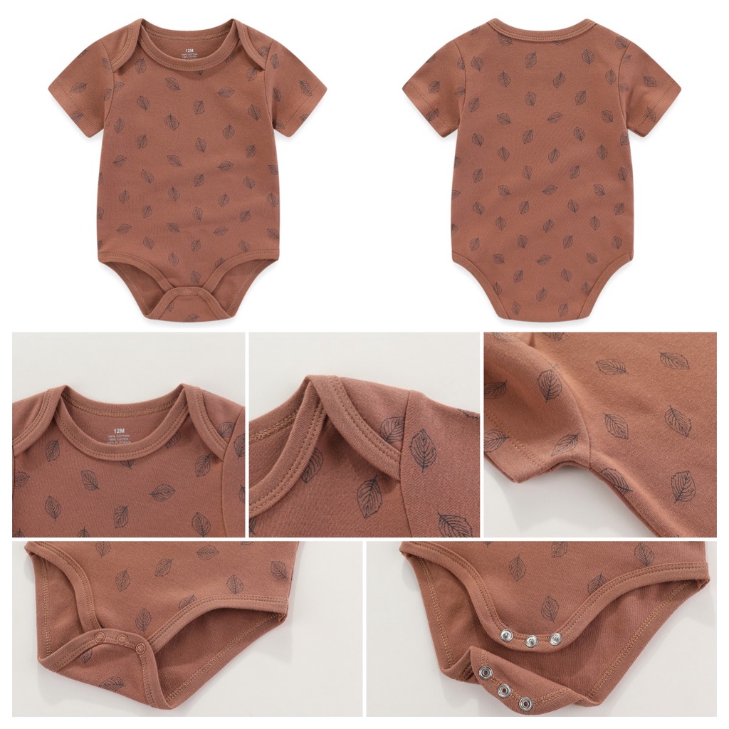 Set 5 Bộ Áo Liền Quần Bằng cotton Tay Cộc In Họa Tiết Hoạt Hình Mùa Hè Cho Bé Sơ Sinh