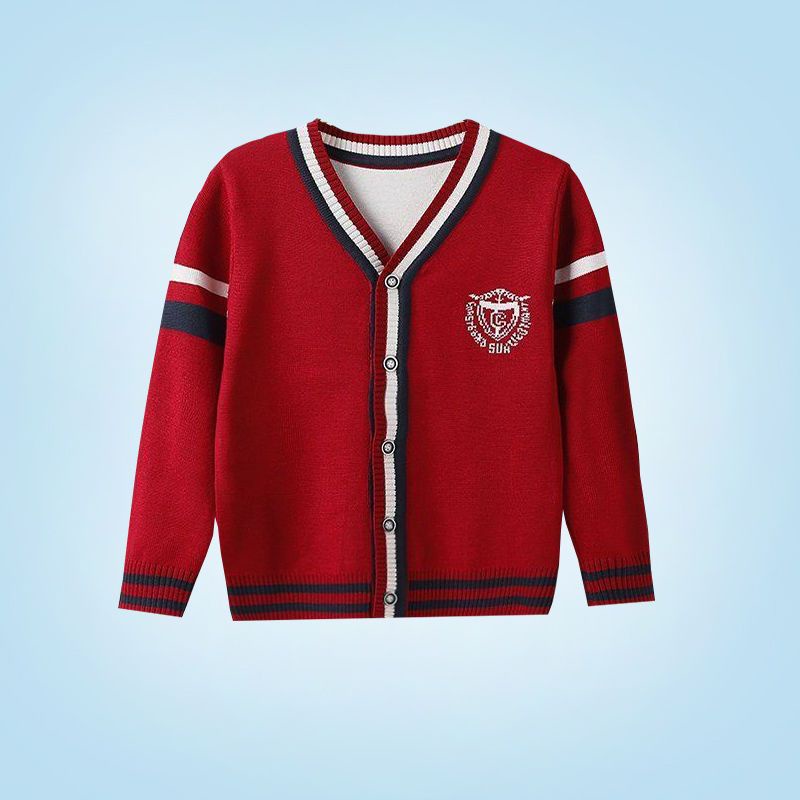 Áo Khoác cardigan Dệt Kim Vải cotton Màu Sắc Tương Phản Thời Trang Thu Đông Cho Bé