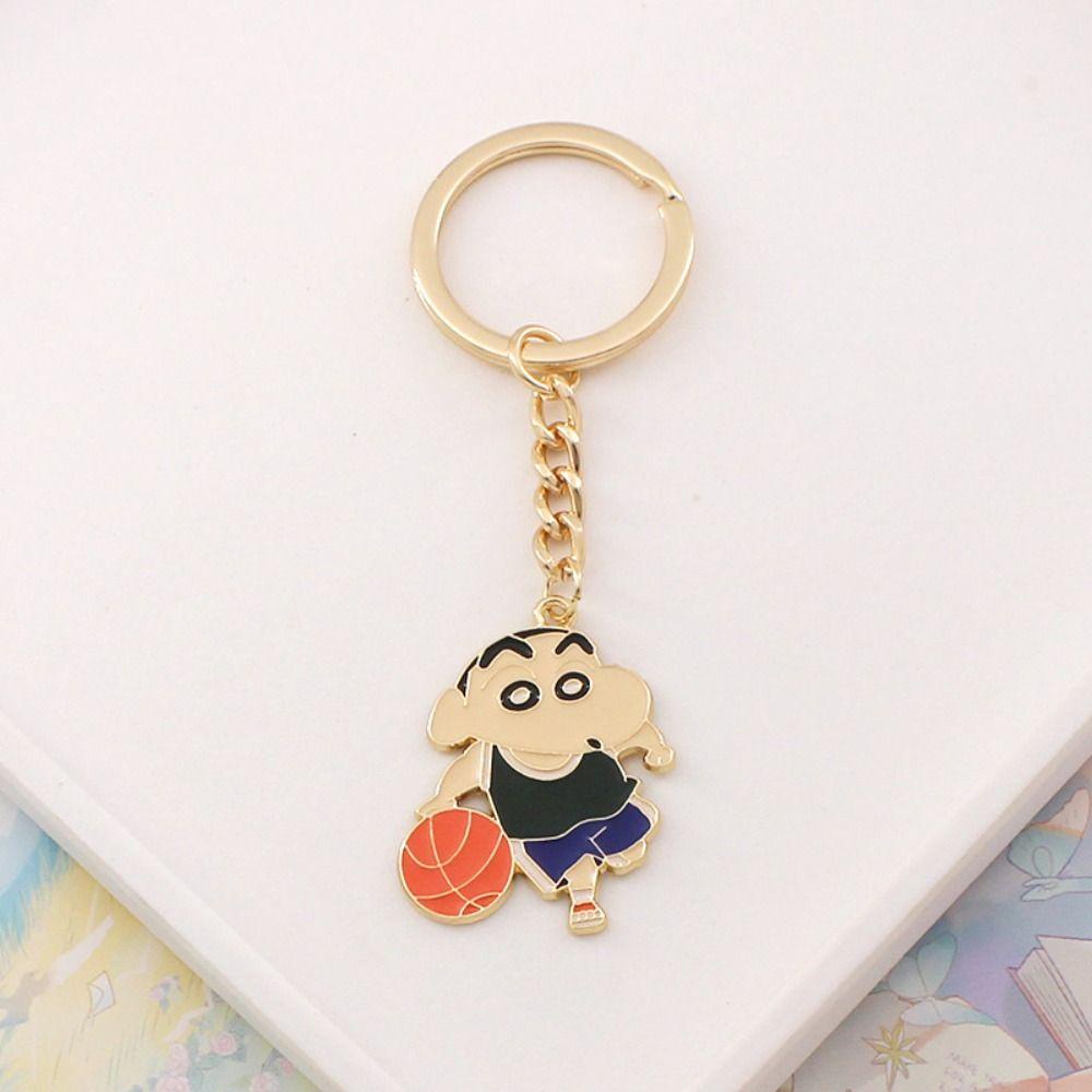 Móc khóa MMULCK kim loại hai mặt hình chú chó Shin-chan hoạt hình cho cặp đôi