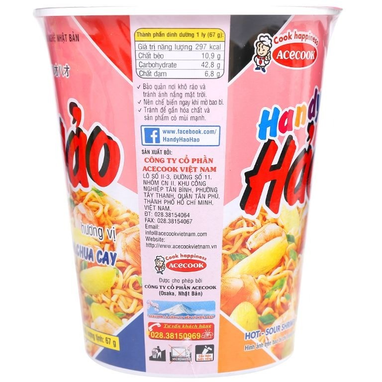 Mì Handy Hảo Hảo tôm chua cay ly 67g
