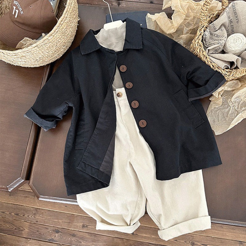 Áo Khoác Dài Trung Bình Phong Cách Hàn Quốc Thời Trang Mùa Thu Cho Bé Trai