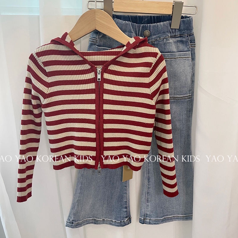 Hàng Có Sẵn Áo Khoác cardigan Có Mũ Trùm Đầu Phong Cách Hàn Quốc Nhật Bản Mới Bán Chạy Nhất 2023 Cho Bé Gái @ -