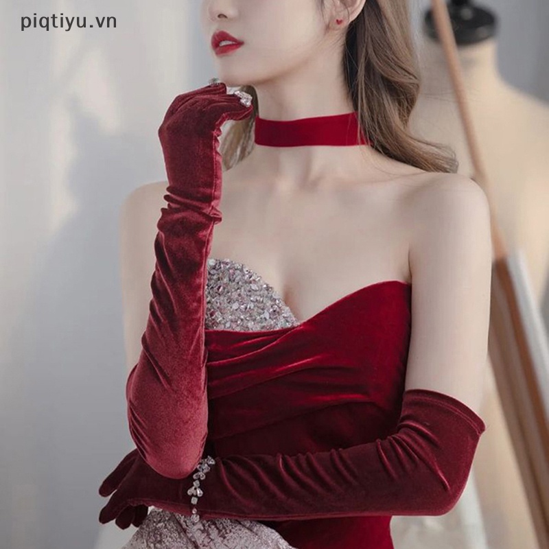 1 Cặp Găng Tay Nhung Dài Phong Cách Giáng Sinh Ấm Áp Cho Nữ vn