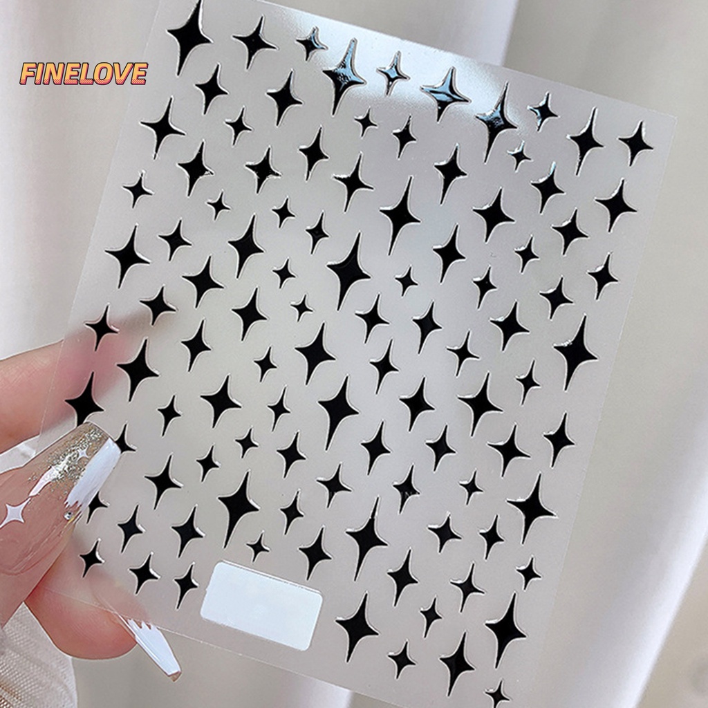 Miếng Dán Móng Tay Tự Dính Siêu Mỏng Màu Trắng / Đen / Bạc / Vàng Ánh Sao Lấp Lánh Không Phai Màu Dễ Dán diy