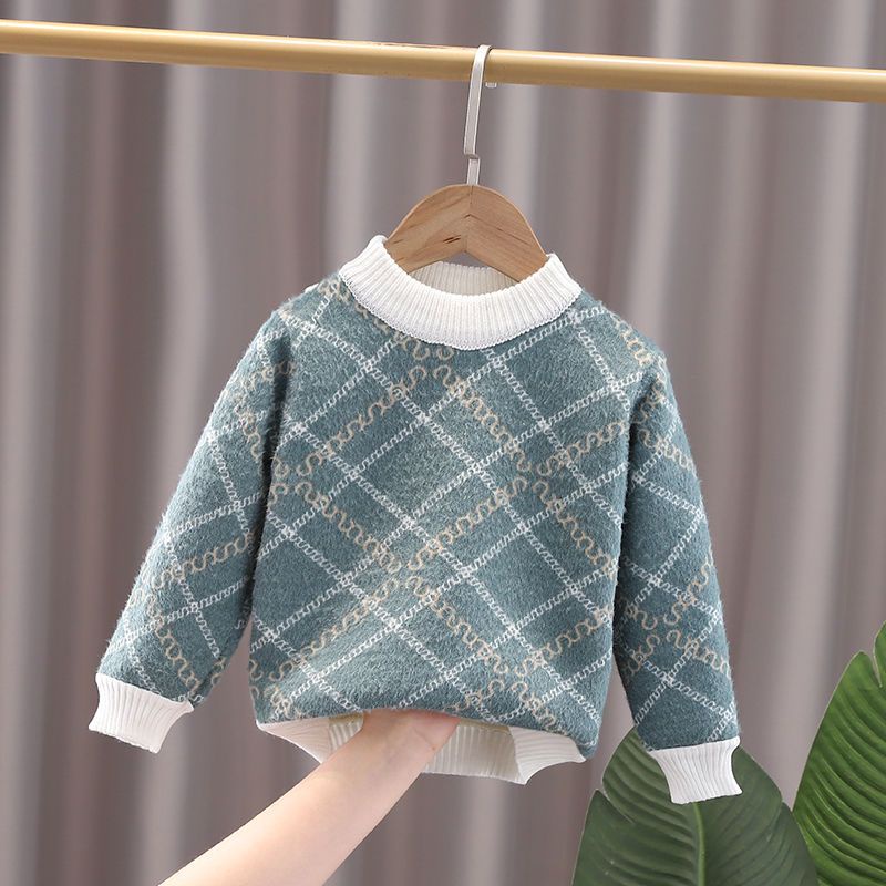 Áo sweater Lông Cừu Dày Chui Đầu Thời Trang Thu Đông Hàn Quốc 2023 Mới Cho Bé Trai Và Bé Gái
