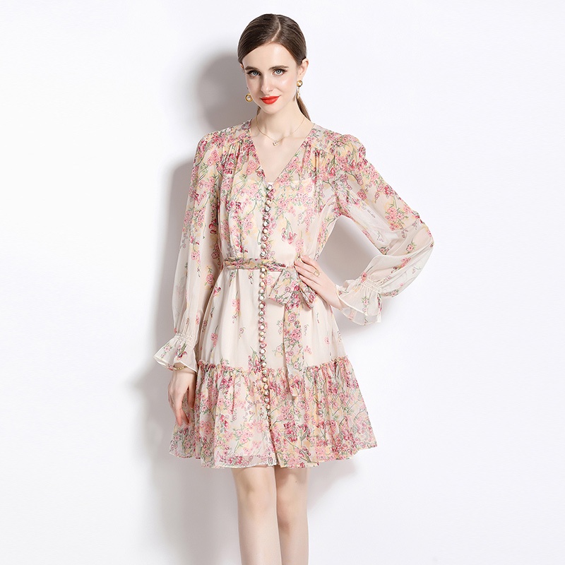 Set Đầm Voan Dài Tay Phong Cách Pháp Thanh Lịch Mới Cho Nữ