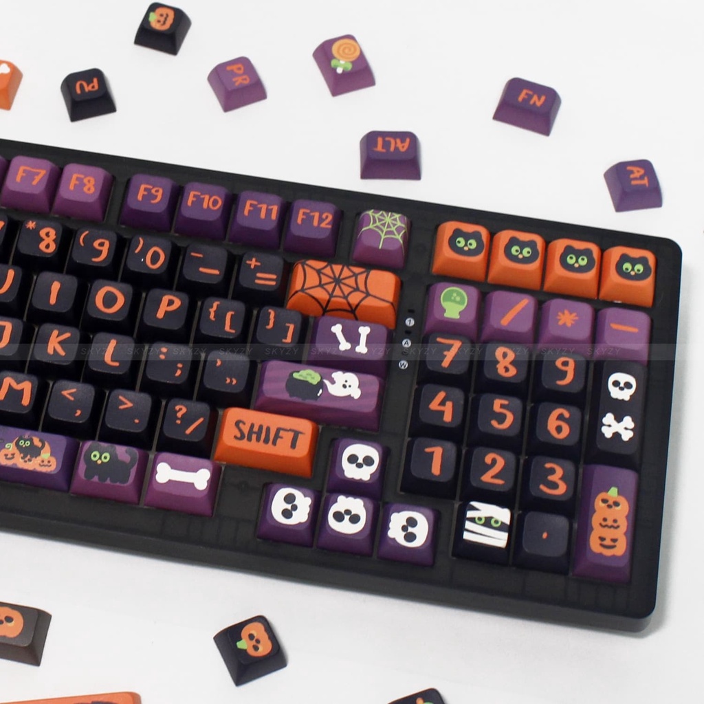 Halloween Keycaps XDA Profile Ngộ nghĩnh Anime PBT DYE SUB Bàn Phím Cơ Keycap