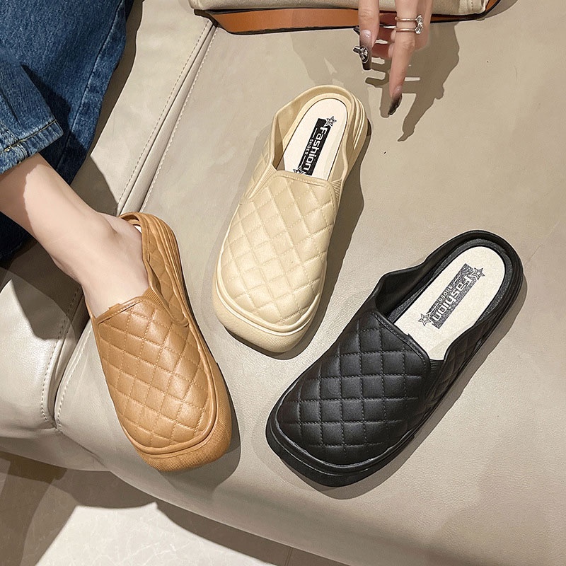 BAILUDAREN.Giày  Nhẹ Nhàng Thời Trang Nhẹ Nhàng Và Đa Năng Cho Nữ Dép Bít Mũi Đế Bằng Thoải Mái Thời Trang Thường Ngày Cho Người Lười Có Thể Đẩy Lên o