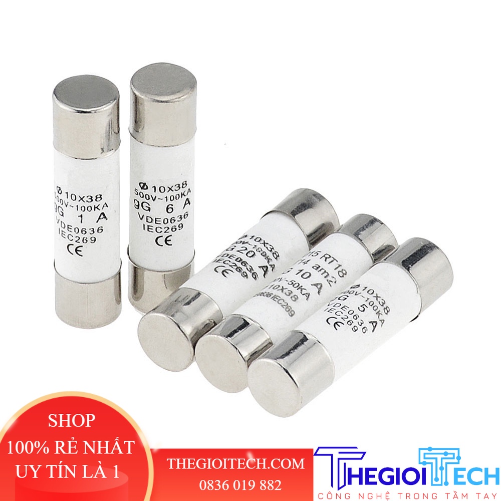 10 CHIẾC 10*38 Thổi Nhanh Gốm Cầu Chì 10x38mm 500V 1A 2A 3A 4A 5A 6A 10A 16A 20A 32A Cho RO15 RT18 RT14 Lõi Cầu Chì - 10A