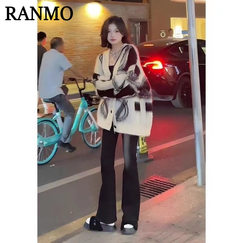 RANMO  cardigan áo khoác cardigan cardigan len cadigan xu hướng phổ biến Phong cách Trendy WXF2391EHQ 38Z230923