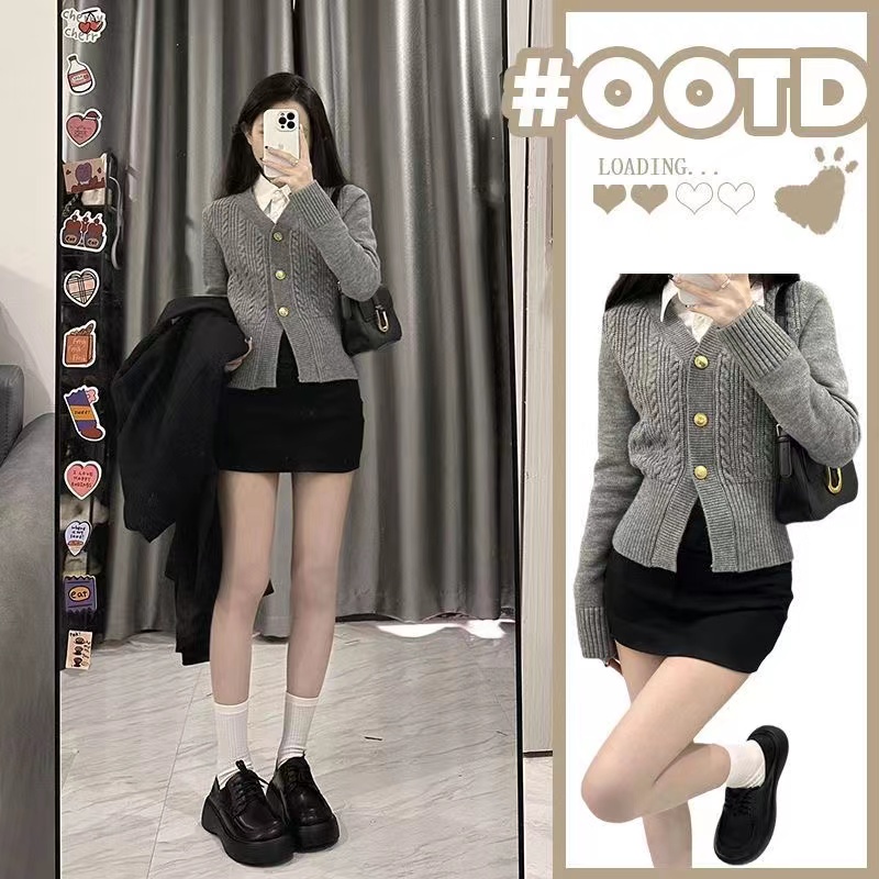 Áo khoác cardigan LIVE GREAT dệt kim tay dài ôm dáng thời trang cho nữ