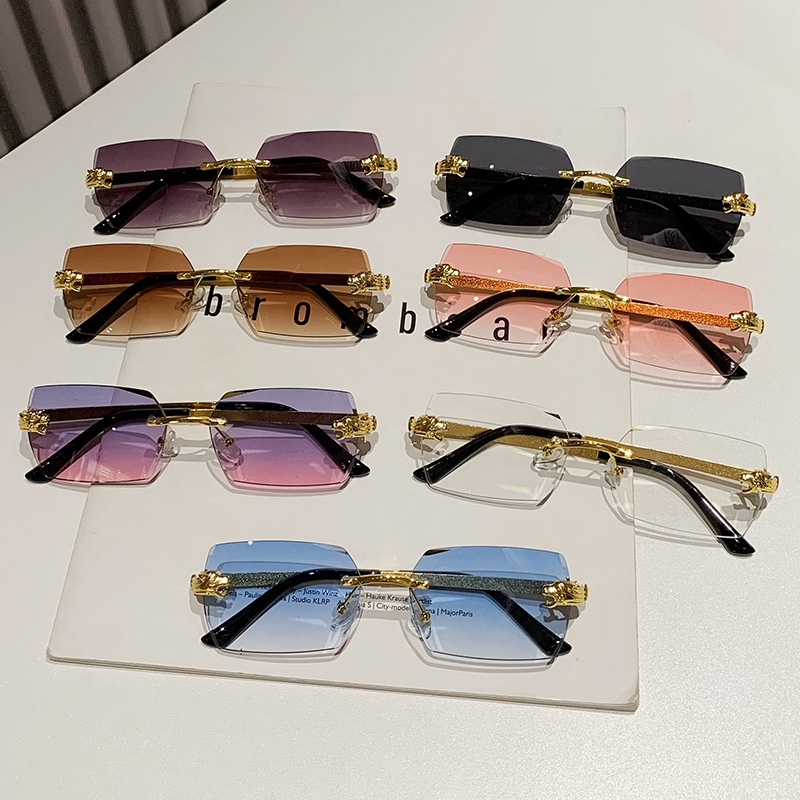 Mới Kính Mát Không Gọng Họa Tiết Da Báo Thời Trang Cho Nam Và Nữ