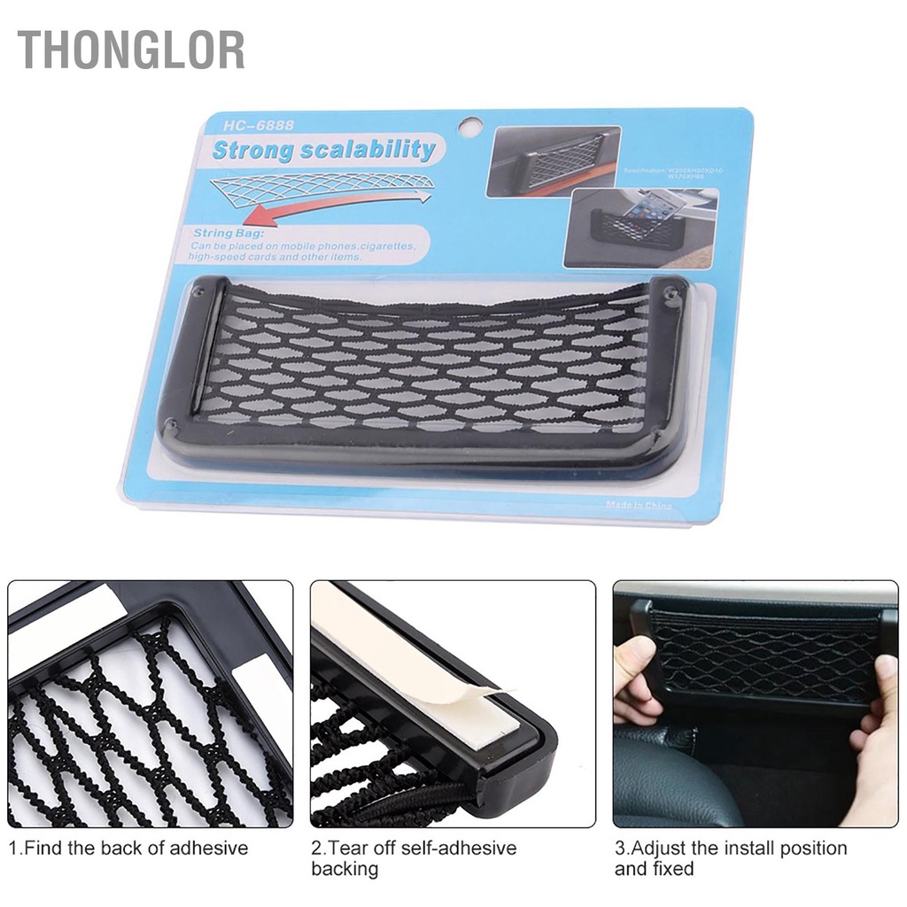 Thonglor Universal Car Seat Side Back Pocket Sắp xếp lưu trữ Túi lưới nylon Giá đỡ điện thoại