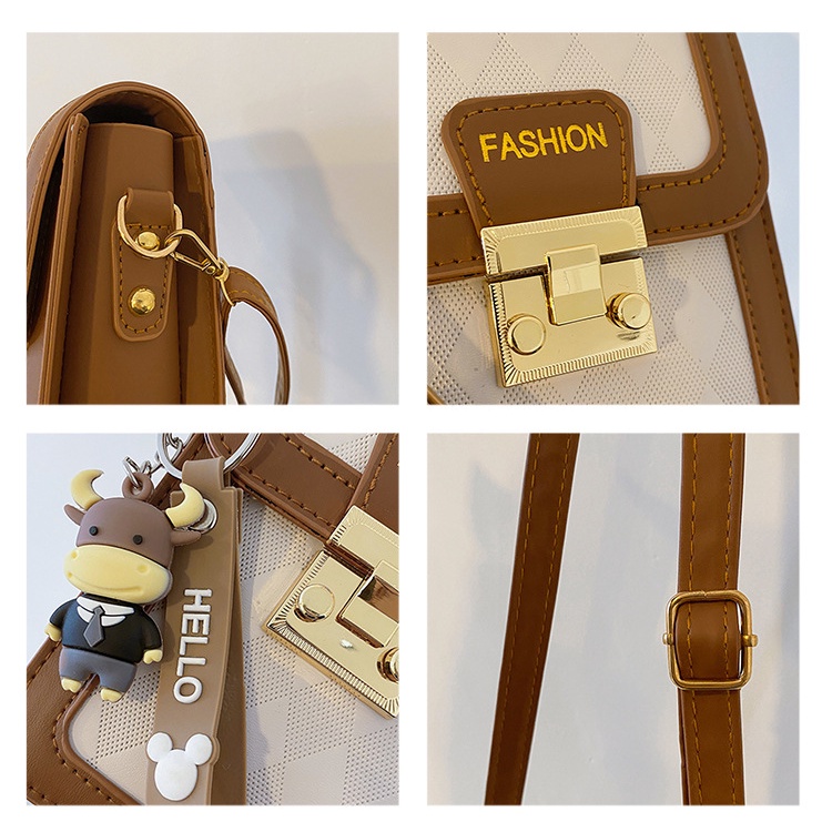 Jasmin noir Túi Đeo Chéo Vai Bằng Da pu Họa Tiết Hoạt Hình Khóa Chần Bông Giản Dị Dành Cho Bạn Nữ