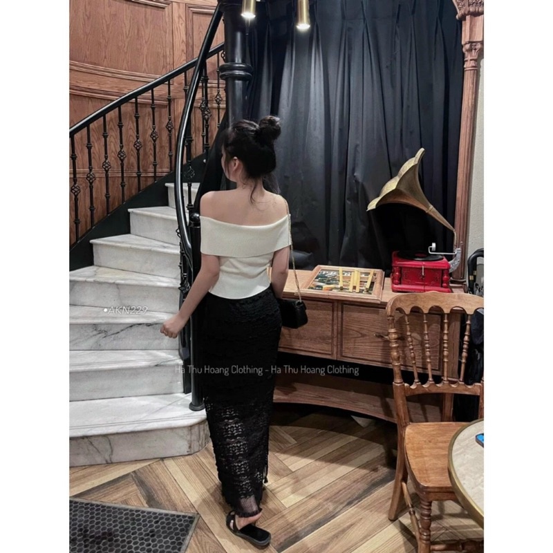 Áo bẹt vai ngắn tay, Áo trễ vai ngắn tay dáng ôm body capnhatxuhuong