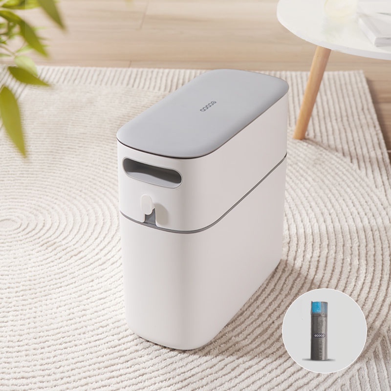 Thùng Đựng Rác Ecoco Có Nắp Phong Cách Nhật Bản Cho Nhà Tắm,Thùng Rác Thông Minh, Thùng Rác Nhà Vệ Sinh 12L