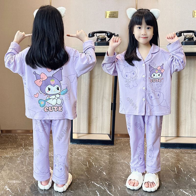 Mới Bộ Đồ Ngủ Tay Dài In Họa Tiết Công Chúa kuromi Thời Trang Xuân Thu Xinh Xắn Cho Bé Gái