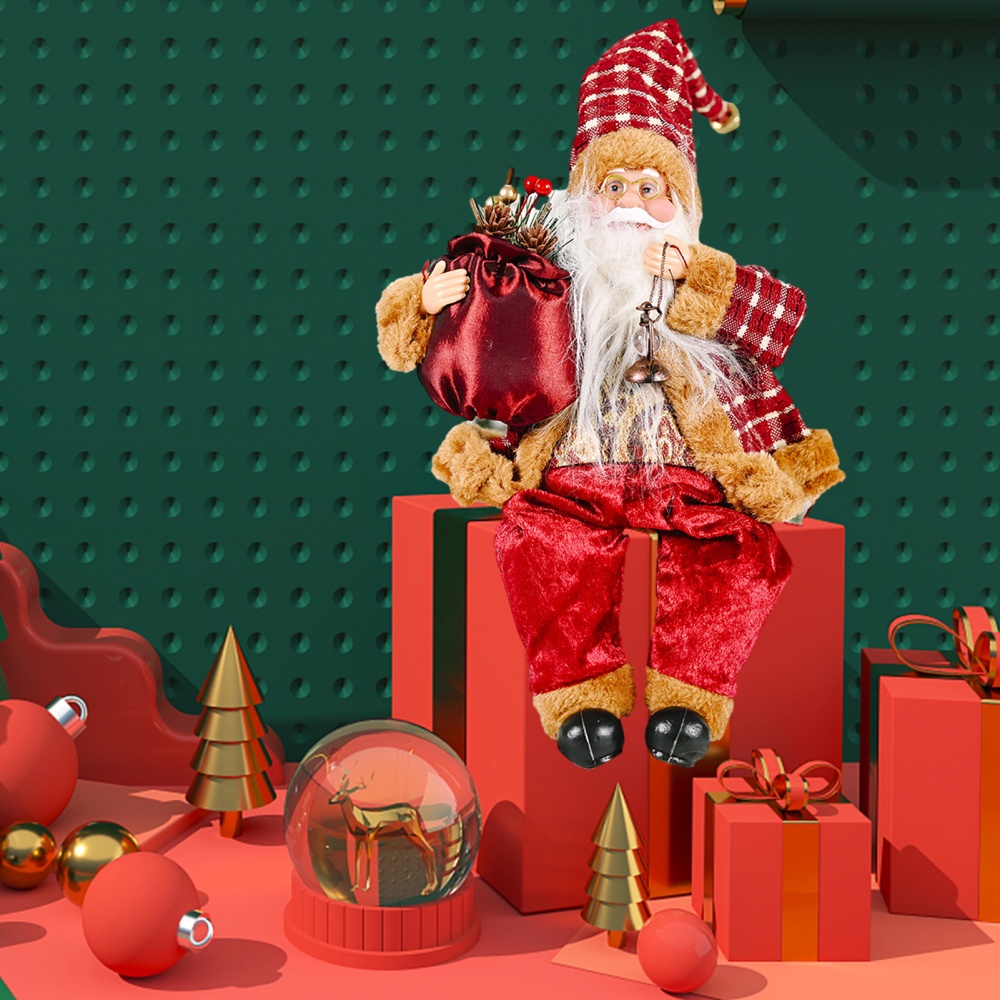 Búp Bê Ông Già Noel Trang Trí Cây Thông Giáng Sinh Kèm Túi Quà Tặng Để Bàn Trang Trí