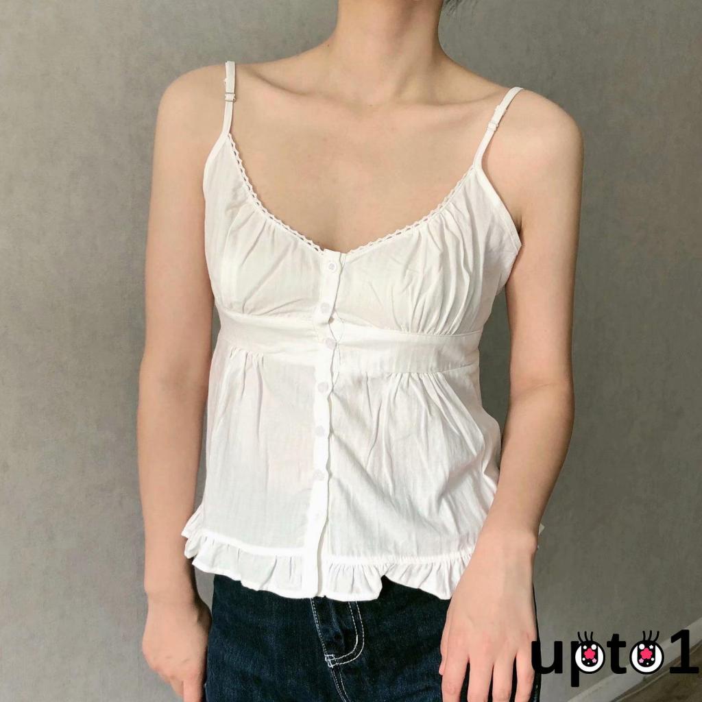 Áo tank Top Hai Dây Cổ Chữ v Xẻ Sâu Màu Trơn / Sọc Caro Thời Trang Mùa Hè Cho Nữ