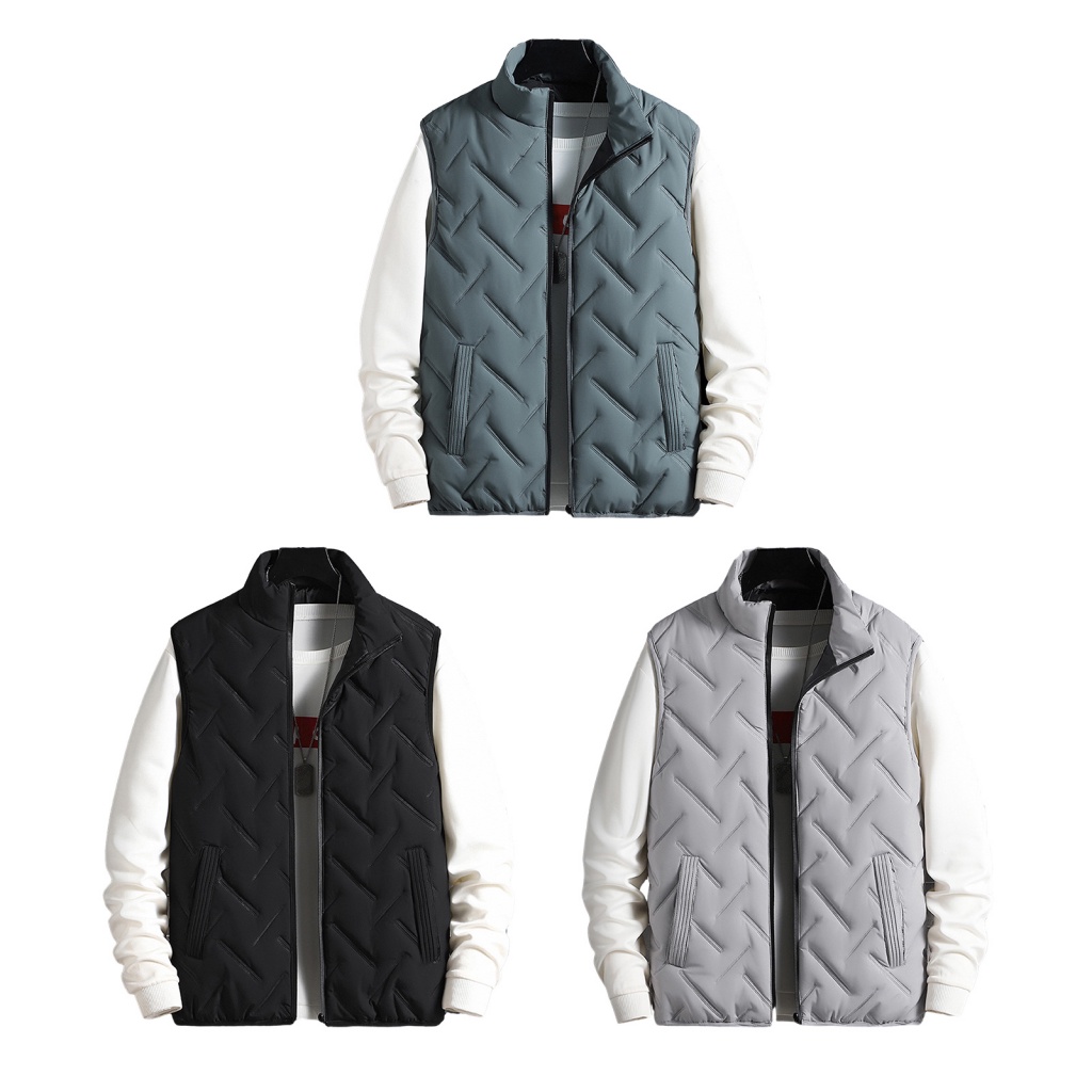 Je Áo Khoác Phao cotton Sát Nách Có Đệm cotton Và Khóa Kéo Sành Điệu Mùa Đông Ấm Áp Cho Nam