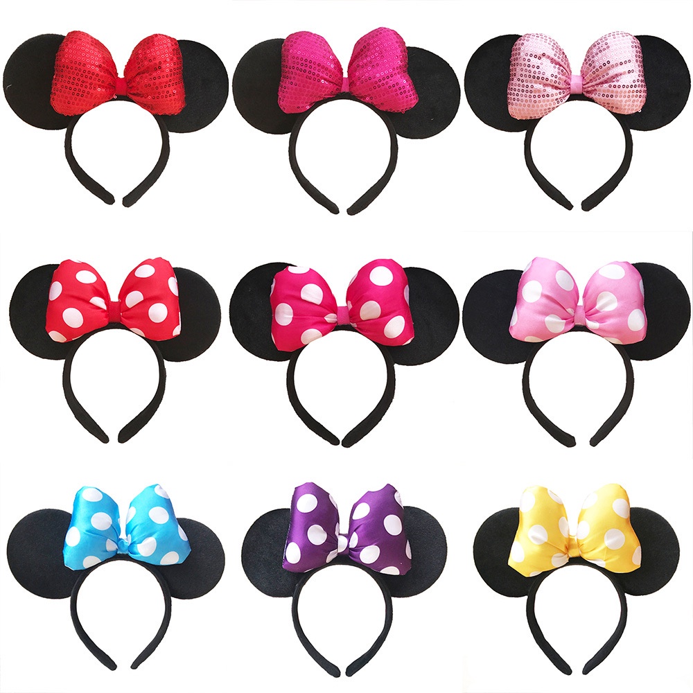Dễ Thương Băng Đô Cài Tóc Hình Chuột mickey / minnie Đính Nơ Đáng Yêu