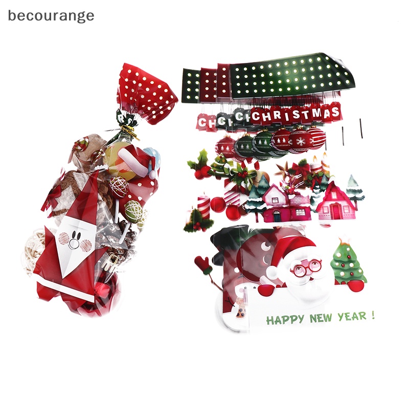 Set 50 Túi Đựng Bánh Quy Có Dây Ruy Băng Trang Trí Tiệc Giáng Sinh