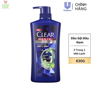 Dầu gội đầu clear men cho nam 3 trong 1 tắm-gội-dưỡng active cool - 630g