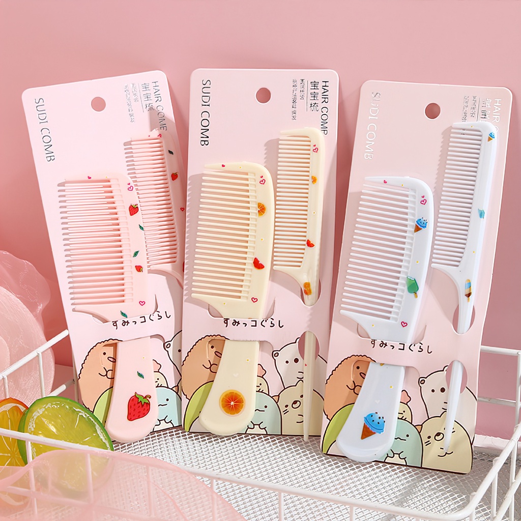 Set 2 lược tạo kiểu tóc họa tiết, Bộ Lược Mini Bỏ Túi Tiện Dụng - SUNND