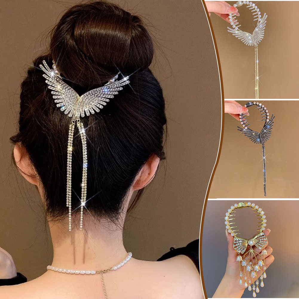 Trâm Cài Tóc Đính Kim Tuyến Và Tua Rua Phong Cách vintage Cho Nữ