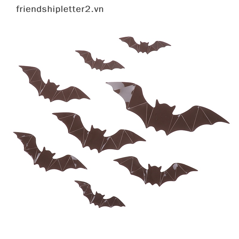 Set 16 Miếng Dán Tường Hình Dơi 3d Màu Đen Trang Trí halloween