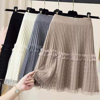 Chân váy chữ a lưng cao phối lưới thời trang mới cho nữ