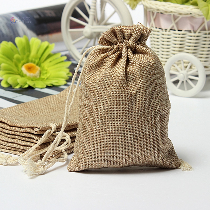 Túi Vải Bố mộc mạc Mini Túi dây rút túi buộc dây rút tiệc cưới ưu tiên mới