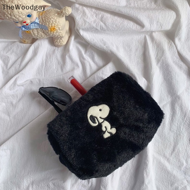 Thewoodgay Túi Đựng Bút / Mỹ Phẩm Bằng Vải Bông Sức Chứa Lớn Hình Chú Chó snoopy Cho Nữ