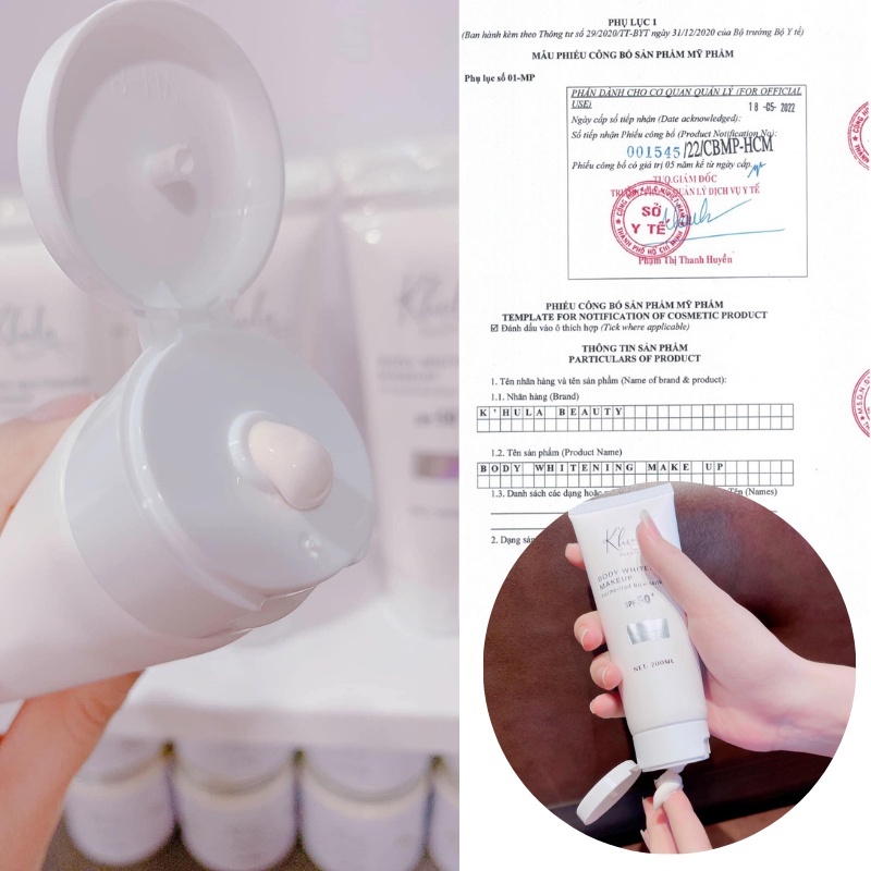 Kem body makeup K’hula - Dòng Kem makeup body có dưỡng, chống nắng SPF50+, nâng tone tức thì tuýp 150ml - KHULA