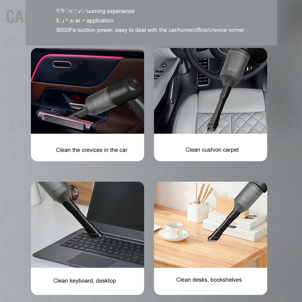 Carbon070 Máy Hút Bụi Cầm Tay Không Dây 9000PA Với Hai Đầu Phun Lọc Động Cơ Tốc Độ Cao Làm Sạch Nhanh Ô Tô Cho Văn Phòng