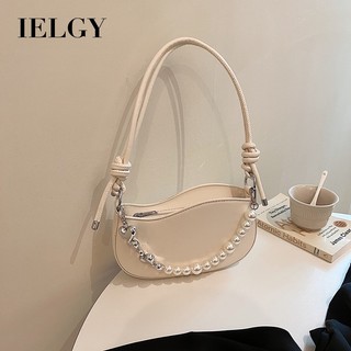 IELGY Túi Đeo Chéo Vai Màu Trắng Với Tay Cầm Dây Xích Ngọc Trai Có Thể Điều