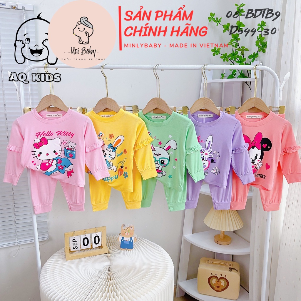 Đồ Bộ Dài Tay Thu Đông Cho Bé Gái, Đồ Ngủ Dài Tay Thun Lạnh Minly Baby Cho Bé Gái Size Đại Unibaby - BDTB9
