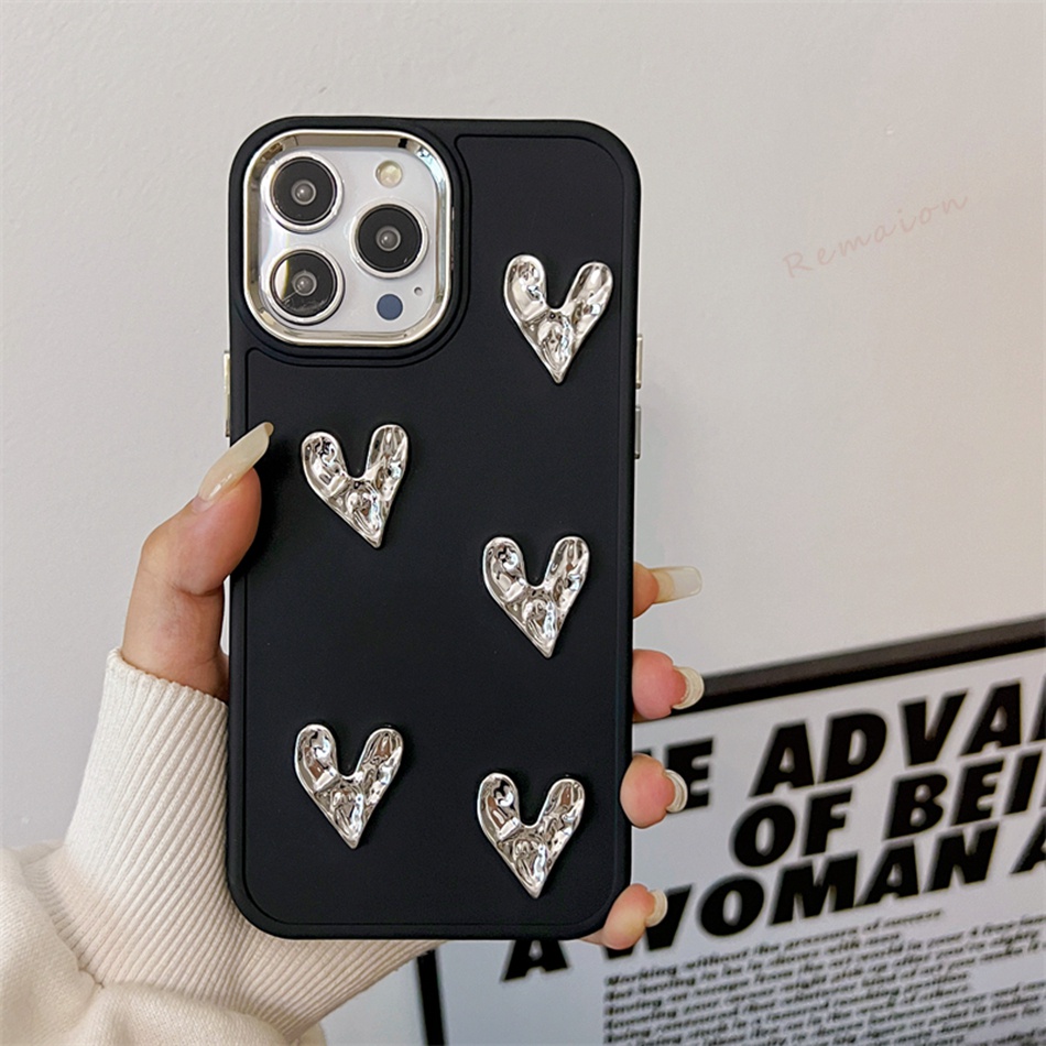 Điện Thoại Ốp Điện Thoại Silicon Mềm Mặt Nhám Hình Trái Tim 3d iphone 15 11 12 13 14 pro max 7 8 + 11pro x xr xs max se 2020 2022 15pro 14pro