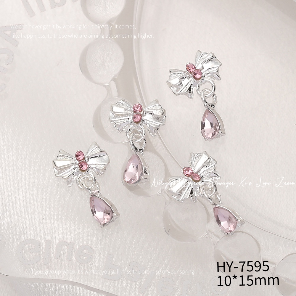 Mặt Dây Chuyền Hợp Kim Tua Rua Nơ Bướm Đính Đá Siêu Lấp Lánh Trang Trí Móng Tay Nghệ Thuật