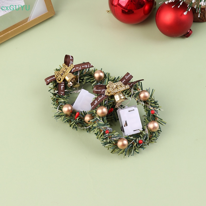 Vòng Hoa Giáng Sinh Có Đèn Tỉ Lệ 1: 12 1 / 6 Trang Trí Nhà Búp Bê prta