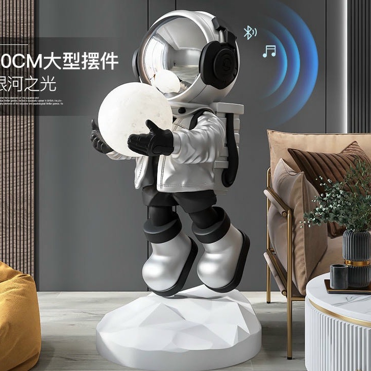 BearBrick-Mô hình,Tượng phi hành gia có loa bluetooth và đèn sạc nhiều màu tặng thêm xe