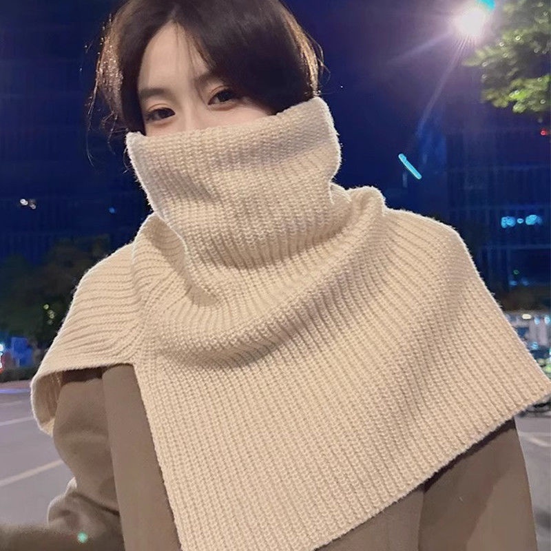 Khăn Choàng Cổ Bằng Len Dệt Kim Giữ Ấm Chống Lạnh Xẻ Tà Thời Trang Thu Đông Phong Cách Hàn Quốc Cho Nữ