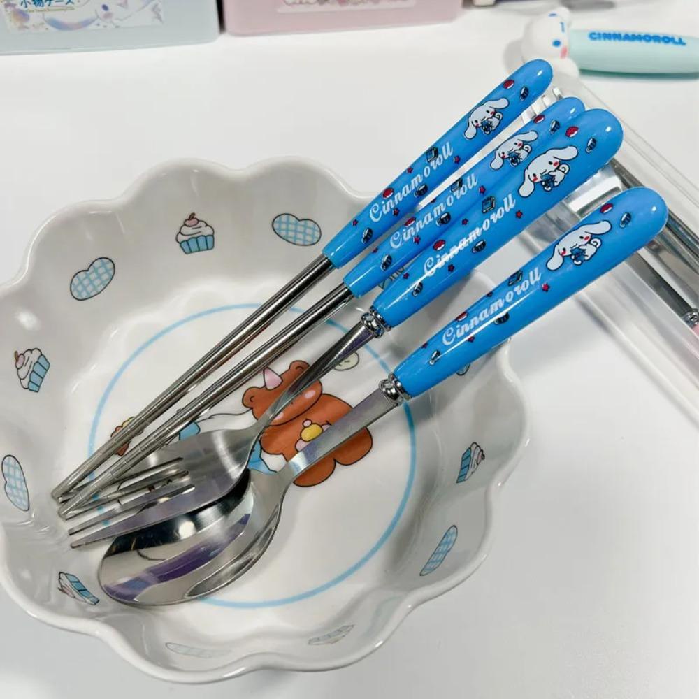 Shanrong Bộ 3 Món Dụng Cụ Ăn Uống, Muỗng, Đũa, Nĩa, Đũa, Bằng Thép Không Gỉ my melody cinnamoroll kuromi pochacco