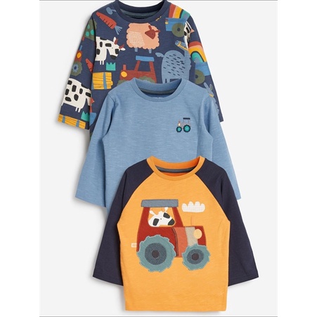 Sét 3 áo dài tay ô tô bé trai 6-7 tuổi nect auth sale áo cotton dài tay bé trai