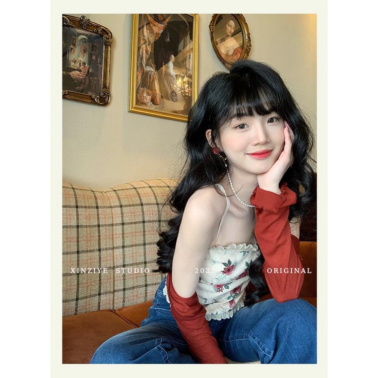 Set Áo Hai Dây Và Áo Khoác cardigan Chống Nắng Phong Cách retro Cho Nữ