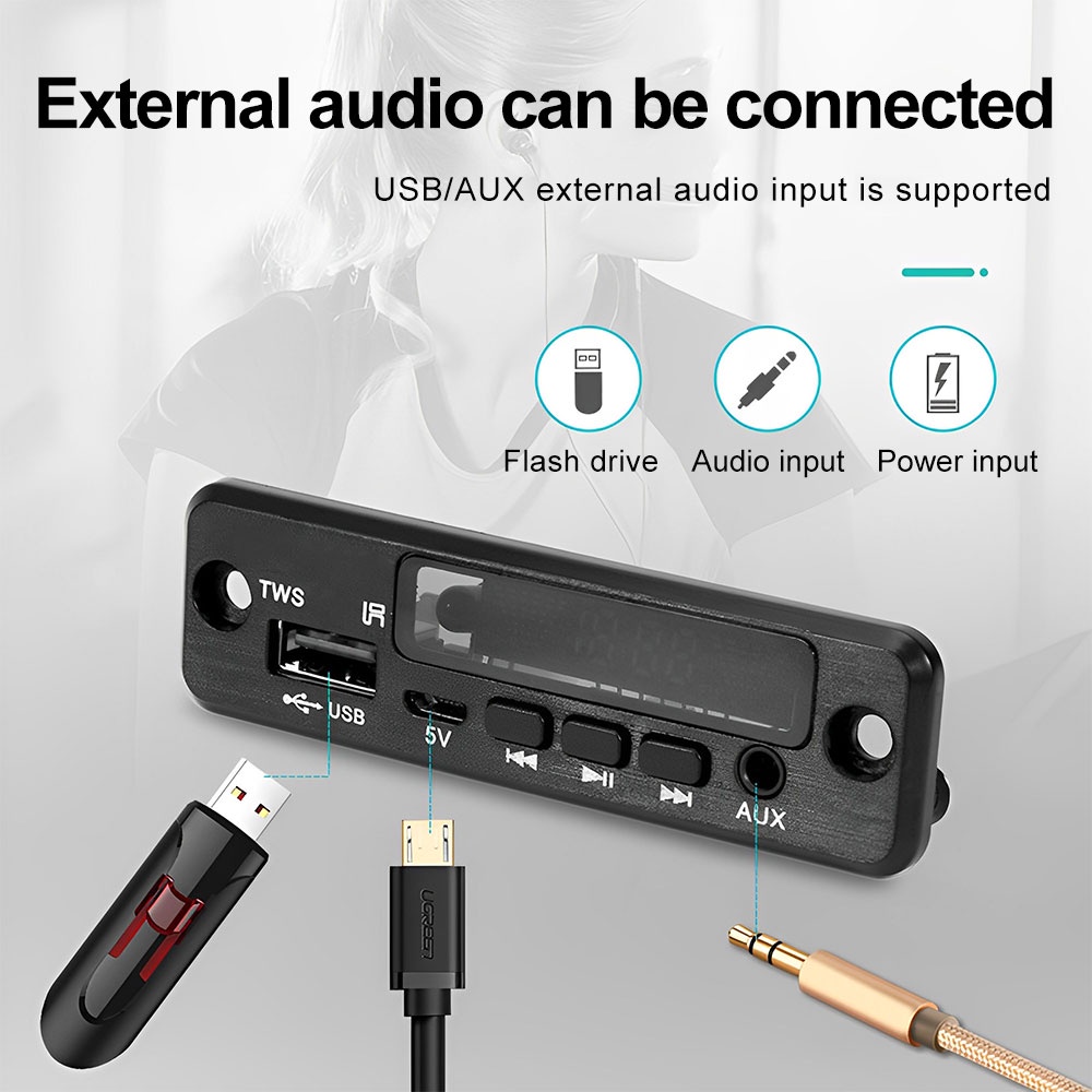 DIYMORE Bảng Mạch Giải Mã Âm Thanh mp3 bluetooth 5.0 Hỗ Trợ aux fm usb