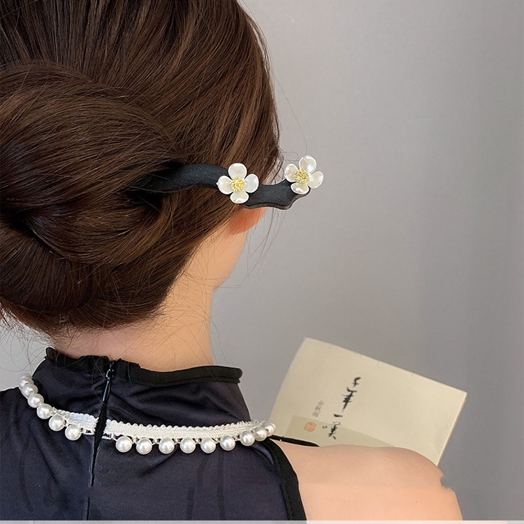 Trâm Cài Tóc Hình Hoa Màu Đen Phong Cách Cổ Điển Thời Trang Năm 2023