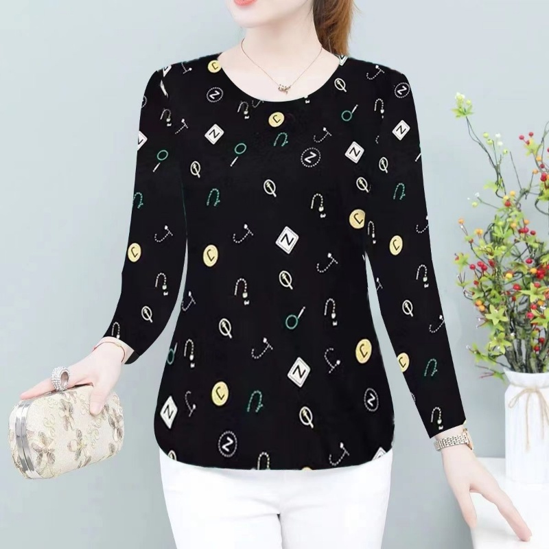 Áo Thun Tay Dài In Họa Tiết Phong Cách Hàn Quốc Thời Trang Mùa Thu Mới Cho Nữ