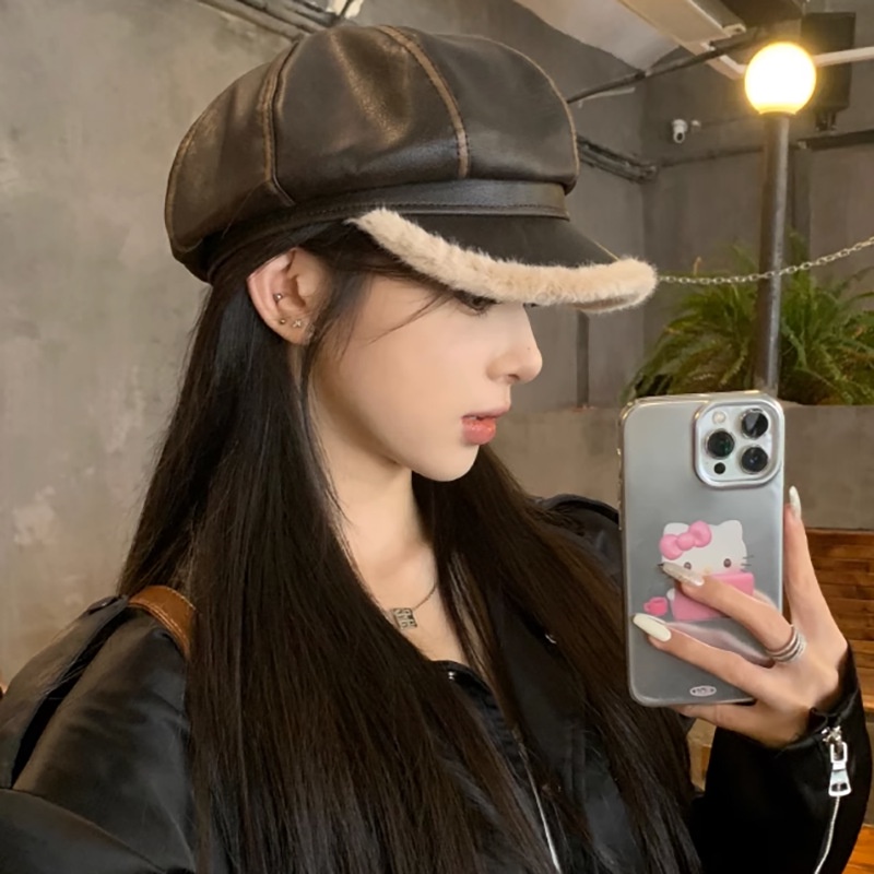 Mũ beret Giả Da Thời Trang Phong Cách Hàn Quốc Cho Nữ