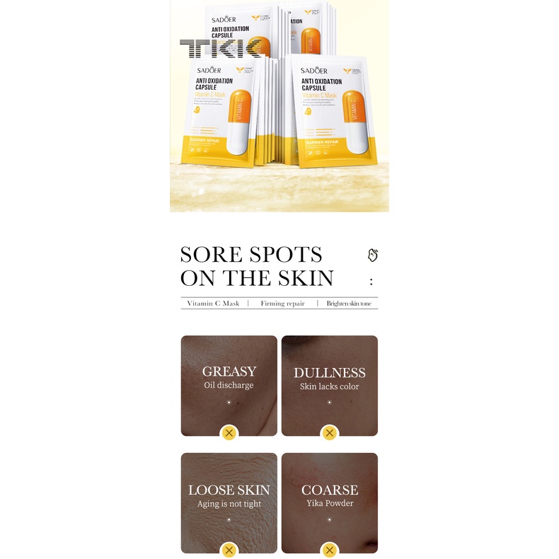 TKK  Vitamin C chống oxy làm sáng viên nang mặt nạ bù nước dưỡng ẩm tinh tế trẻ hóa da